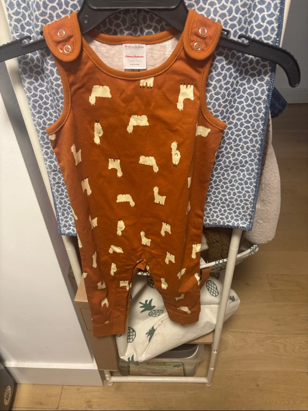 New! Hanna Anderson Orange Llama Print Baby One-Piece Romper size 18-24 mo